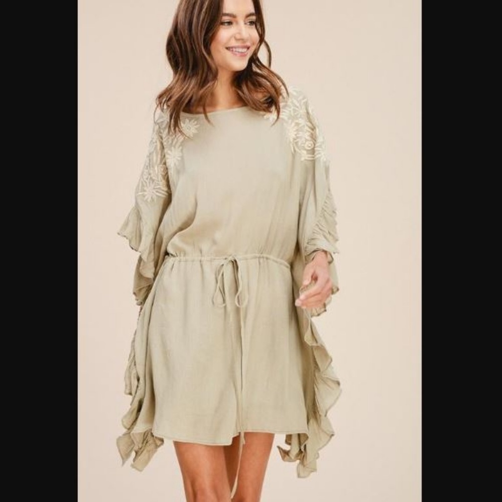 EMBROIDERED RUFFLE TUNIC DRESS - Picture 3 of 4